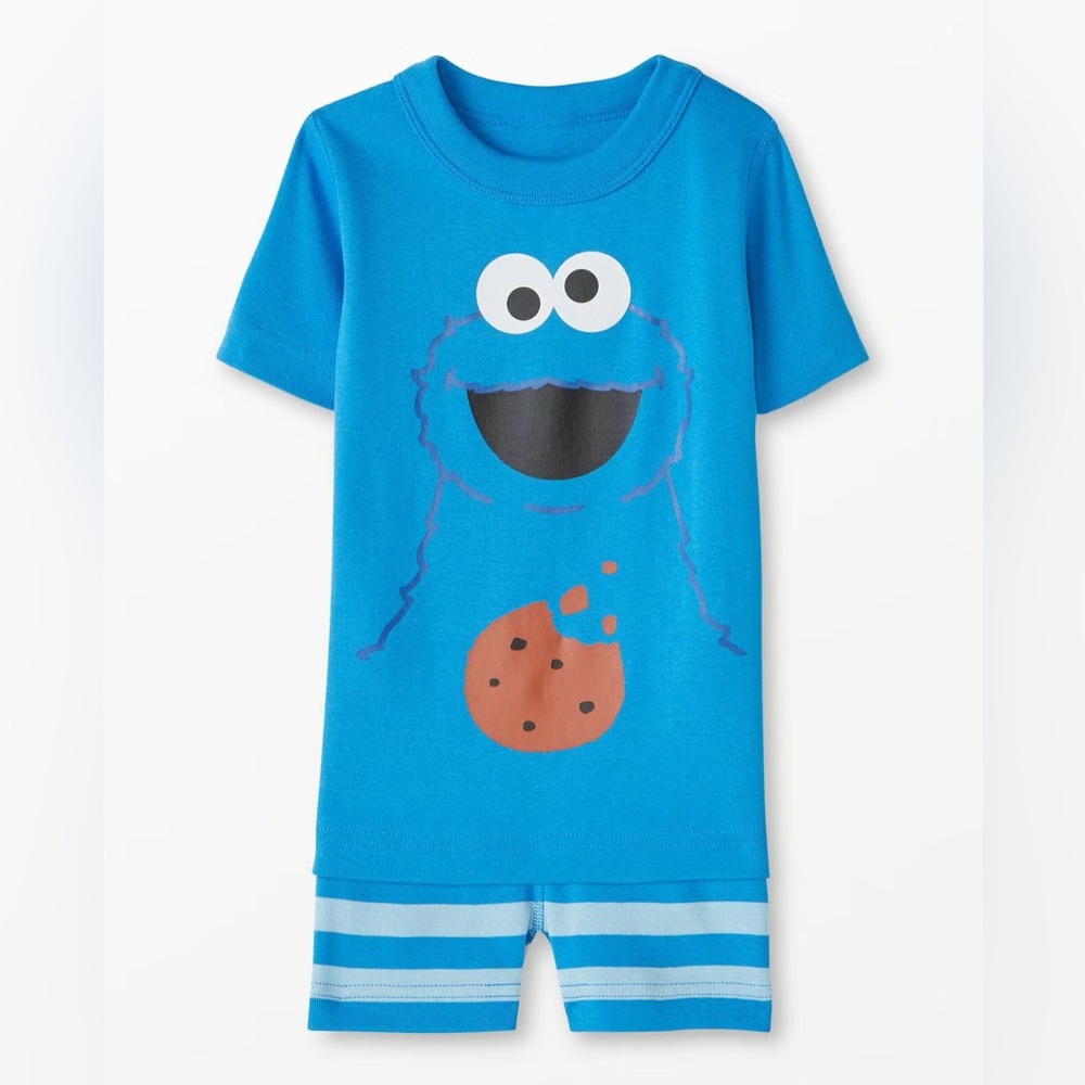Hanna Andersson x Sesame Street Cookie Monster Short Pajamas (Blue) Size 6-7